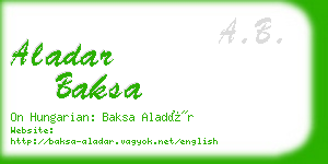 aladar baksa business card